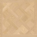 Płytka podłogowa bądź ścienna Marazzi Intrecci Versailles Miele 120x120 MEK3 z jasnym, miodowym tłem i wzorem parkietu w stylu wersalskim