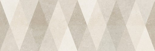 Płytka Marazzi Limestone Wall Decoro Losanga Touch 40x120 MFCR z jasnym, beżowym tłem i trójwymiarowym wzorem rombów