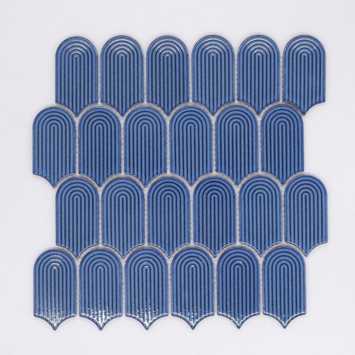 Mozaika dekoracyjna ścienno-podłogowa w kolorze niebieskim, połysk, strukturalna powierzchnia 3D Raw Decor Wave Adriatyk Połysk 28,8x29,75