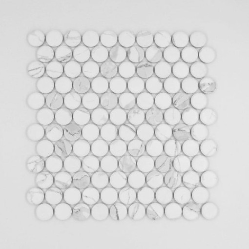 Mozaika dekoracyjna ścienno-podłogowa w kolorze białym marmuropodobna, matowa powierzchnia Raw Decor Candy Marble Matowy 26,7x28