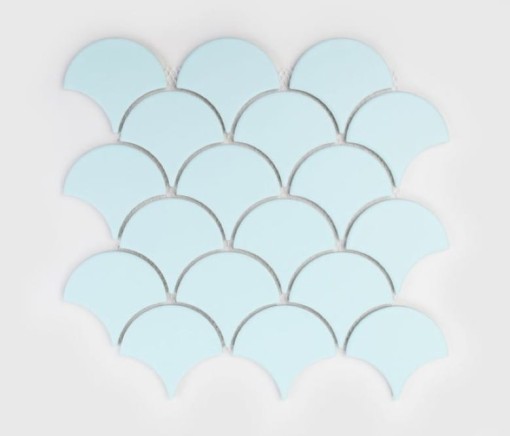 Mozaika dekoracyjna ścienno-podłogowa w kolorze niebieskim, matowa powierzchnia Raw Decor Flabellum Light Blue Matowy 27,5x28,5
