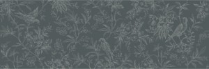 Marazzi Momenti Decoro China Blu 40x120 MADH dekoracyjna, ciemnoniebieska płytka ścienna z motywem kwiatów i ptaków