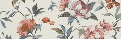 Płytka ścienna Marazzi Momenti Decoro Painting Bianco Touch 40x120 cm MF9E z motywem kwiatów malowanych akwarelą