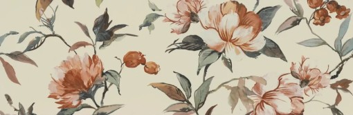 Płytka ścienna Marazzi Momenti Decoro Painting Avorio Touch 40x120 cm MF9F z motywem kwiatów malowanych akwarelą