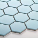 Mozaika dekoracyjna ścienno-podłogowa w kolorze niebieskim, matowa powierzchnia Raw Decor Heksagon Duży Błękitny Matowy 27,1x28,1