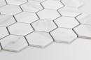 Mozaika dekoracyjna ścienno-podłogowa, marmuropodobna w kolorze białym, matowa powierzchnia Raw Decor Heksagon Duży Marble Matowy 27,1x28,1