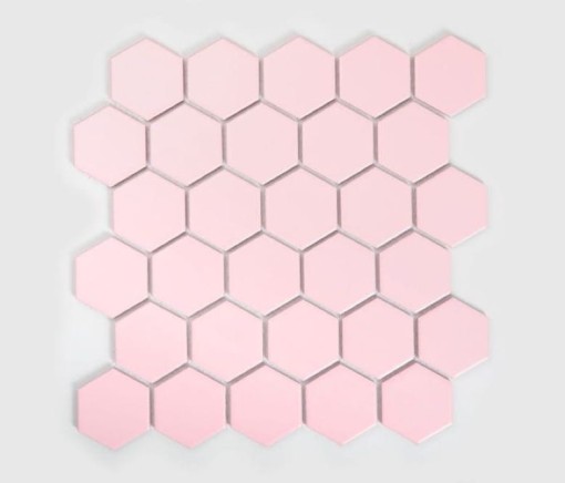 Mozaika dekoracyjna ścienno-podłogowa w kolorze różowym, matowa powierzchnia Raw Decor Heksagon Duży Pink Matowy 27,1x28,1