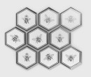 Mozaika dekoracyjna ścienna w kolorze srebrnym z motywem pszczoły, połysk Raw Decor Heksagon XL Queen Bee Silver Połysk 25,6x29,5