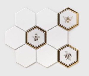 Raw Decor 1/3 Heksagon XL Gold Bee Połysk 25,6x29,5 mozaika ścienna dekoracyjna 