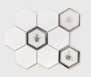 Raw Decor 1/3 Heksagon XL Silver Bee Połysk 25,6x29,5 mozaika ścienna dekoracyjna 