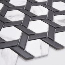 Mozaika dekoracyjna ścienno-podłogowa w kolorze białym marmurowym oraz czarnym, matowa powierzchnia Raw Decor Heksagon Stella Marble & Black Matowy 31x27,5