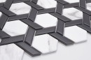 Mozaika dekoracyjna ścienno-podłogowa w kolorze białym marmurowym oraz czarnym, matowa powierzchnia Raw Decor Heksagon Stella Marble & Black Matowy 31x27,5