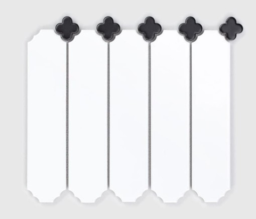 Mozaika dekoracyjna ścienno-podłogowa w kolorze białym, połysk Raw Decor Cecile Biały Połysk z Czarną Koniczyną 25x22,8