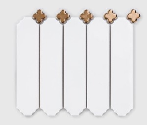 Raw Decor Cecile Biały Połysk z Koniczyną Vintage Gold 25x22,8 mozaika ścienna dekoracyjna 