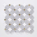 Mozaika dekoracyjna kamienna ścienna w kolorze biało-szarym, polerowana powierzchnia Raw Decor Imperial Marble Poler 32x32