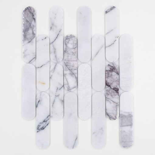 Mozaika kamienna dekoracyjna ścienno-podłogowa, marmurowa w kolorze białym, poler Raw Decor Eclair Luna Marble Poler 29,2x37,8
