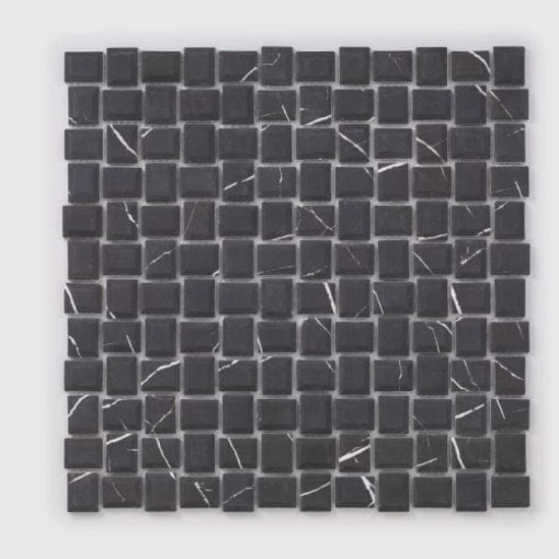 Mozaika szklana dekoracyjna ścienna w kolorze czarnym, matowa powierzchnia Raw Decor Cube Marble Nero Matowy 29,4x29,4
