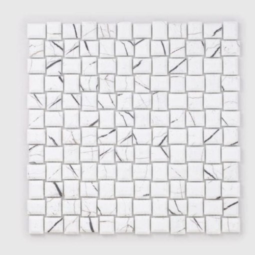 Mozaika szklana dekoracyjna ścienna w kolorze zielonym, matowa powierzchnia Raw Decor Cube Marble Carrara Matowy 29,4x29,4