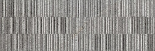 Szara płytka ceramiczna Marazzi Naturalia Grigio Struttura Codex 3D 33x100 MENE, charakteryzującą się trójwymiarowym, rytmicznym wzorem pionowych żłobień, jej strukturalna powierzchnia i neutralny odcień szarości tworzą elegancki efekt