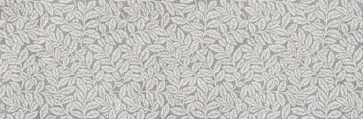 Teksturowana płytka ścienna Marazzi Naturalia Decoro Classy Grigio Touch 33x100 cm MENK z powtarzającym się motywem stylizowanych liści w jasnoszarym kolorze na matowym, ciemniejszym szarym tle
