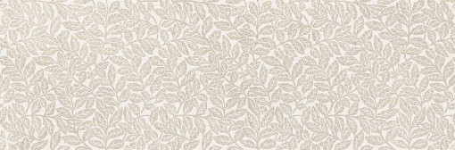 Teksturowana płytka ścienna Marazzi Naturalia Decoro Classy Beige Touch 33x100 cm MENL z powtarzającym się motywem stylizowanych liści w jasnobeżowym kolorze na matowym, nieco ciemniejszym beżowym tle