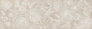 Teksturowana płytka ścienna Marazzi Naturalia Decoro Incisione Beige Touch 33x100 MENP z powtarzającym się motywem stylizowanych kwiatów i liści w jasnobeżowym kolorze na matowym, cieplejszym beżowym tle