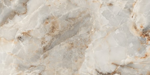 Płytka gresowa w kolorze beżowym, imitująca kamień wykonana w połysku, Prime Ceramics Onyx Florim Glossy 60x120
