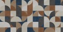 Dekoracyjna płytka Marazzi Poster Decoro Zone 60x120 cm MAD9 z nowoczesnym geometrycznym wzorem składającym się z kwadratów i ćwierćokręgów w odcieniach brązu, beżu, szarości i granatu