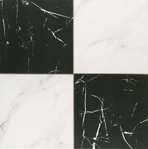 Płytka gresowa w kolorze czarno białym, szachownica, wykończenie  satynowe, Realonda Chess Marquina 44x44