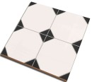 Płytka gresowa patchworkowa w kolorze czarno białym, wykończenie satynowe, Realonda Canterbury Black 33,3x33,3