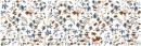 Dekoracyjna płytka ceramiczna Marazzi Racconti Decoro Pensieri Touch MD1A o wymiarach 30x90 cm, z gęstym, powtarzalnym motywem drobnych kwiatów i liści w odcieniach błękitu, brązu, szarości i bieli na jasnym tle