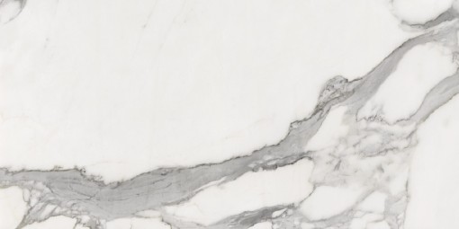 Płytka gresowa, podłogowa w kolorze białym z szarą żyłą imitująca marmur, wykończenie powierzchni matowe, Cerrad Calacatta White Matt Rect. 59,7x119,7