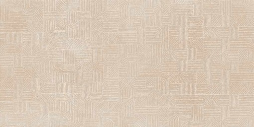 Beżowa płytka dekoracyjna Marazzi Slow Calce Decoro Tapis 60x120 cm MM6V, z delikatnym geometrycznym wzorem przypominającym tkany dywan