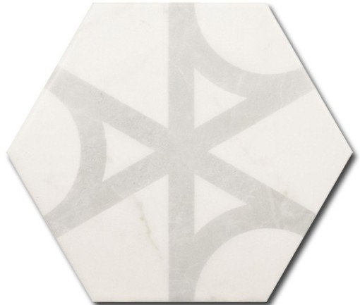 Płytka gresowa w kolorze beżowym ze wzorkiem, wykończenie powierzchni matowe, Equipe Carrara Hexagon Flow 17,5x20