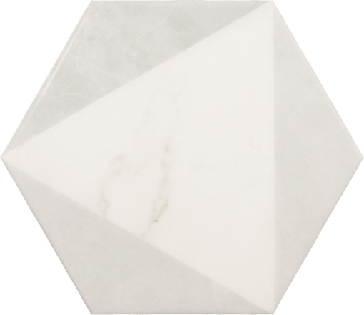 Płytka gresowa, podłogowa w kolorze szarym ze wzorkiem, heksagonalna, wykończenie powierzchni matowe, Equipe Carrara Hexagon Peak 17,5x20