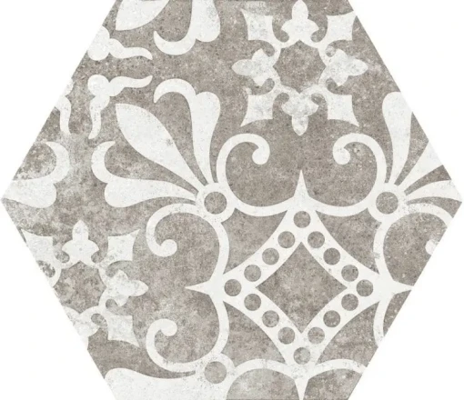 Płytka gresowa, heksagonalna, dekoracyjna, podłogowa w kolorze beżowym, wykończenie powierzchni matowe, Equipe Hexatile Cement Garden Grey 17,5x20