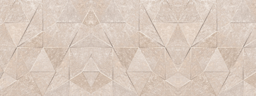 Płytka ścienna imitująca kamień, w kolorze beżowym, strukturalna powierzchnia z motywem geometrycznym Porcelanosa Thao Verbier Sand 45x120 100337432