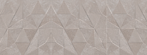 Płytka ścienna imitująca kamień, w kolorze srebrnym, strukturalna powierzchnia z motywem geometrycznym  Porcelanosa Thao Verbier Silver45x120 100337416