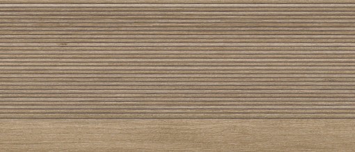 Płytka ścienna drewnopodobna z efektem boazerii, w kolorze brązowym, strukturalna powierzchnia Porcelanosa Stripe 3D London Nogal 59,6x150 100371160