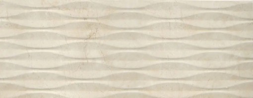 Płytka ścienna w kolorze beżowym, wykończenie powierzchni strukturalne w połysku, Cifre Crema Marfil Sigma Relieve Brillo Rect. 30x90