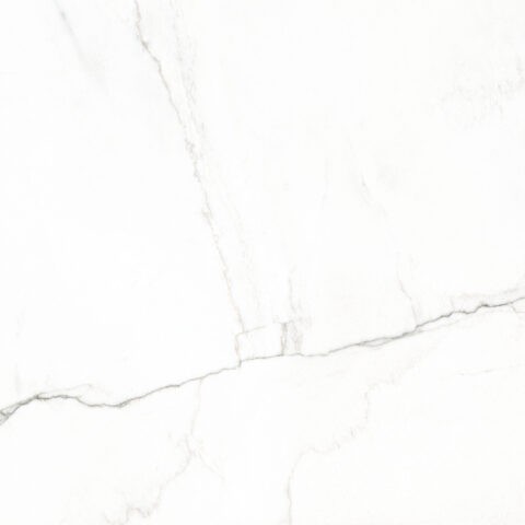 Gresowa płytka imitująca biały marmur z szarą żyłą Ceracasa Pisano White Satyna 100x100