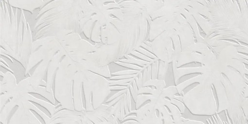 Płytka ścienna w kolorze białym ze wzorkiem kwiatów, wykończenie powierzchni matowe strukturalne, Cifre Kima Areca White Mate Rect. 60x120