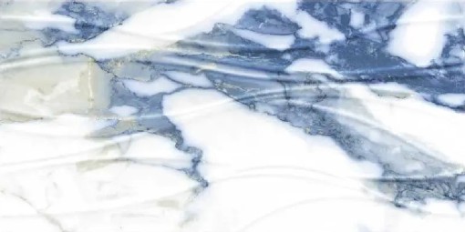 Płytka ścienna imitująca marmur w kolorze biało niebieskim, wykończenie powierzchni strukturalne w połysku, Geotiles RLV Valeria Blue 25x50