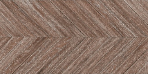 Gresowa płytka podłogowa imitująca drewniane lamele w brązowym kolorze Prissmacer ESS. RLV. Chevron Natura 60x120
