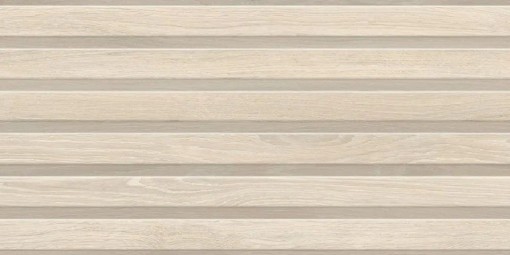 Płytka ścienna imitująca drewno w kolorze beżowym, wykończenie powierzchni matowe strukturalne, Geotiles Haru RLV Almond 31,6x60