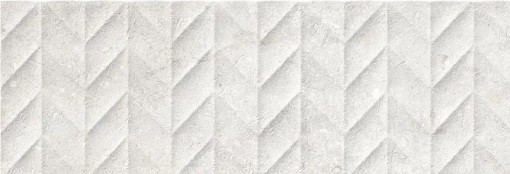 Płytka ścienna w kolorze białym, wykończenie powierzchni matowe strukturalne, Geotiles Hermes RLV Blanco 25x75
