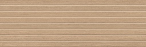 Jasnobrązowa płytka ścienna Marazzi Boiserie 3D Mod03 Rovere 40x120 MQ8Z, drewnopodobna, z realistycznym usłojeniem dębu i wypukłym, poziomym wzorem żeber/paneli 3D