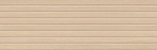Jasnobrązowa płytka ścienna Marazzi Boiserie 3D Mod03 Rovere Chiaro 40x120 MQ90, drewnopodobna, z trójwymiarową strukturą w postaci szerokich, poziomych żeber i widocznym usłojeniem jasnego dębu