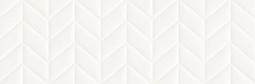 Biała, trójwymiarowa 3D, prostokątna płytka ścienna Marazzi Flora 3D Spike Bianco 30x90 cm, MP83, ma matową powierzchnię w kolorze czystej lub złamanej bieli, z geometryczną strukturą przestrzenną w kształcie jodełki lub chevronu