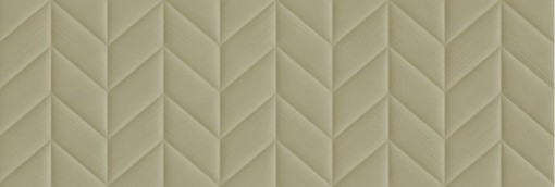 Zielona, trójwymiarowa 3D, prostokątna płytka ścienna Marazzi Flora 3D Spike Verde 30x90 cm, MP84, ma matową powierzchnię w kolorze stonowanej, szałwiowej zieleni lub khaki, z geometryczną strukturą przestrzenną w kształcie jodełki lub chevronu